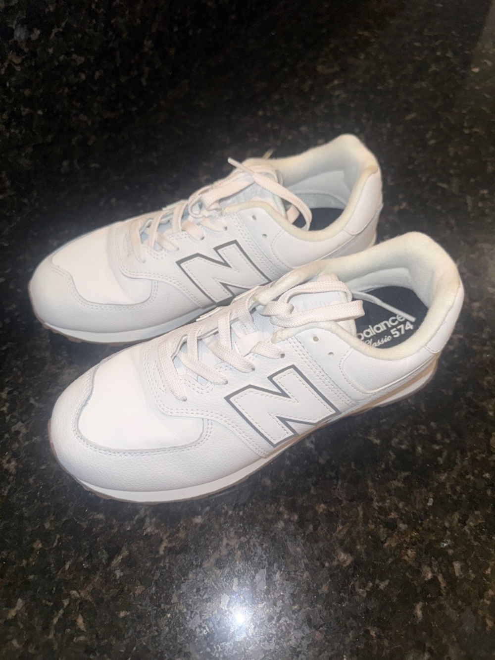 New Balance White Leather & Mesh Low-Top Sneakers